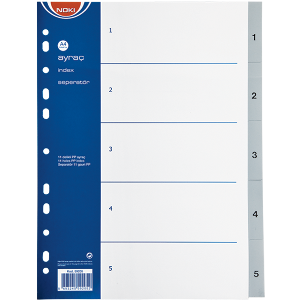 Noki Seperatör 1-5 Rakamlı Plastik A4 59205