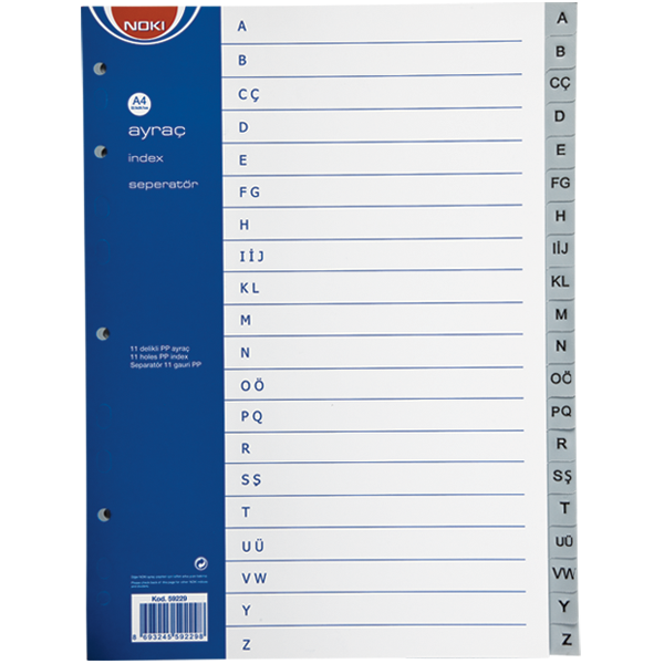 Noki Seperatör A-Z Plastik A4 59229