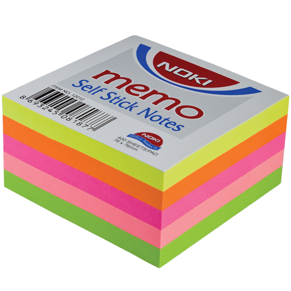 Noki Yapışkanlı Not Kağıdı 400 YP 75x75 5 Neon Renkler 12012