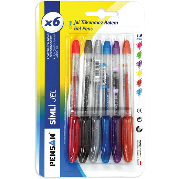 Pensan Tükenmez Kalem Jel Simli 1.0 MM Gümüş 2280
