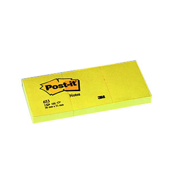Post-it Yapışkanlı Not Kağıdı 3 Blok 100 YP 38x51 Sarı 653