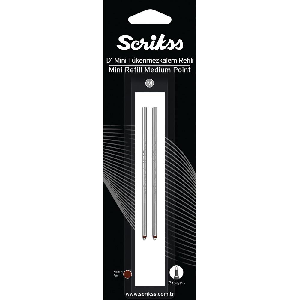 Scrikss D1 Tukenmez Medıum Kısa Refil Kırmızı Bls