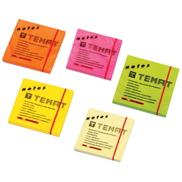 Temat Yapışkanlı Not Kağıdı 75x75 MM Fosforlu Pembe 10612