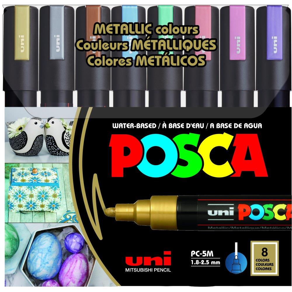 Uni-Ball Posca 1.8-2.5 Su Bazlı Poster Markörü Metalik 8 Li