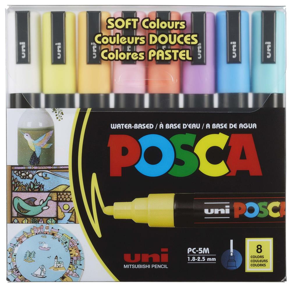 Uni-Ball Posca 1.8-2.5 Su Bazlı Poster Markörü Sotf Renk 8 Li