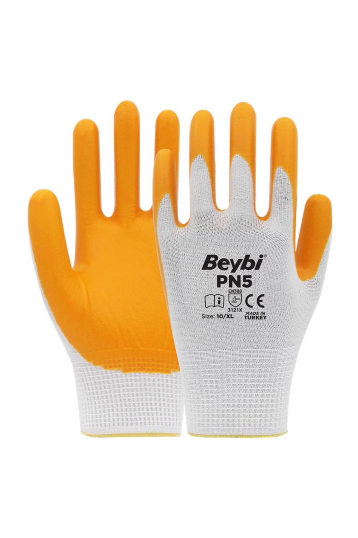 Beybi Nitril PMK PN5 Beyaz Sarı Örme Polyoster Nitril 10 Beden