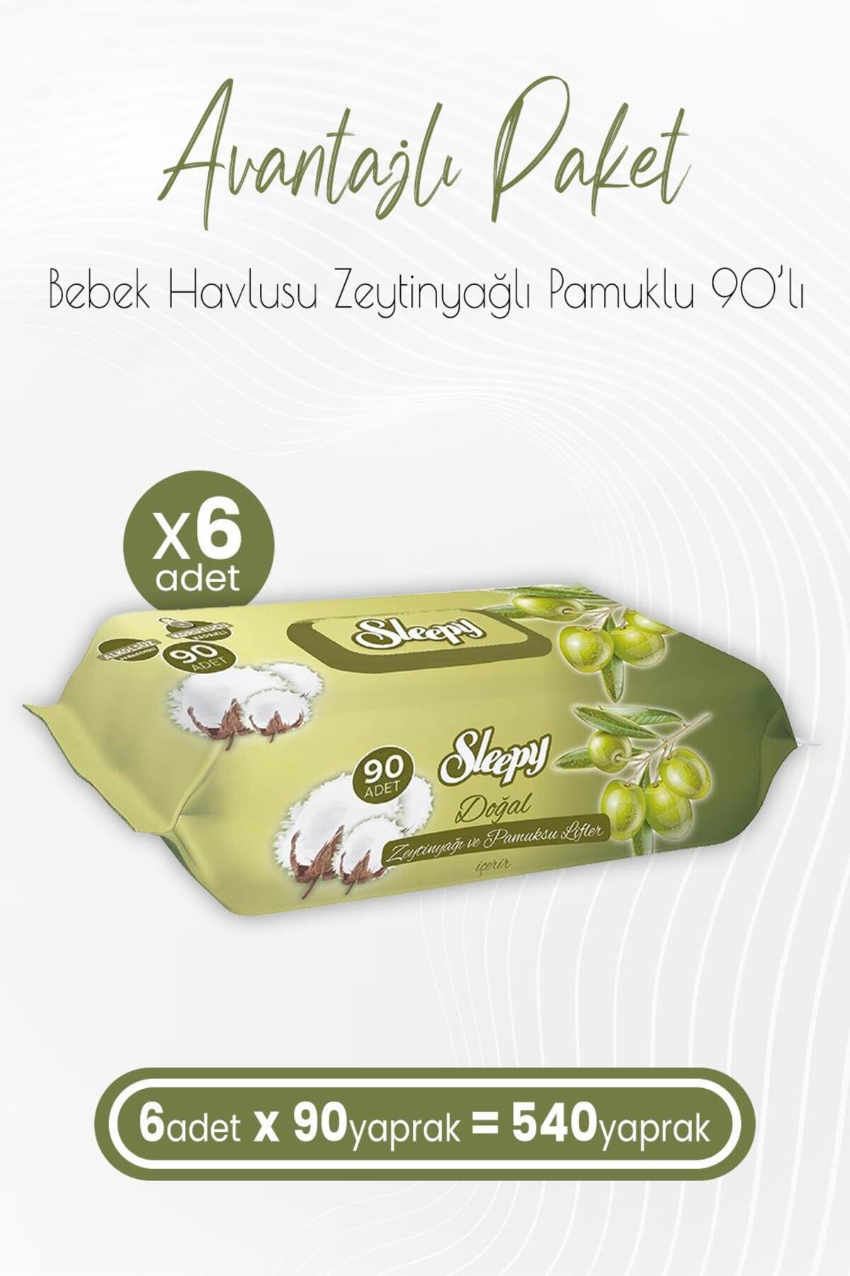 Doğal Zeytinyağlı Ve Pamuklu Islak Bebek Havlusu 90 Yaprak X 6 Adet (540 YAPRAK)