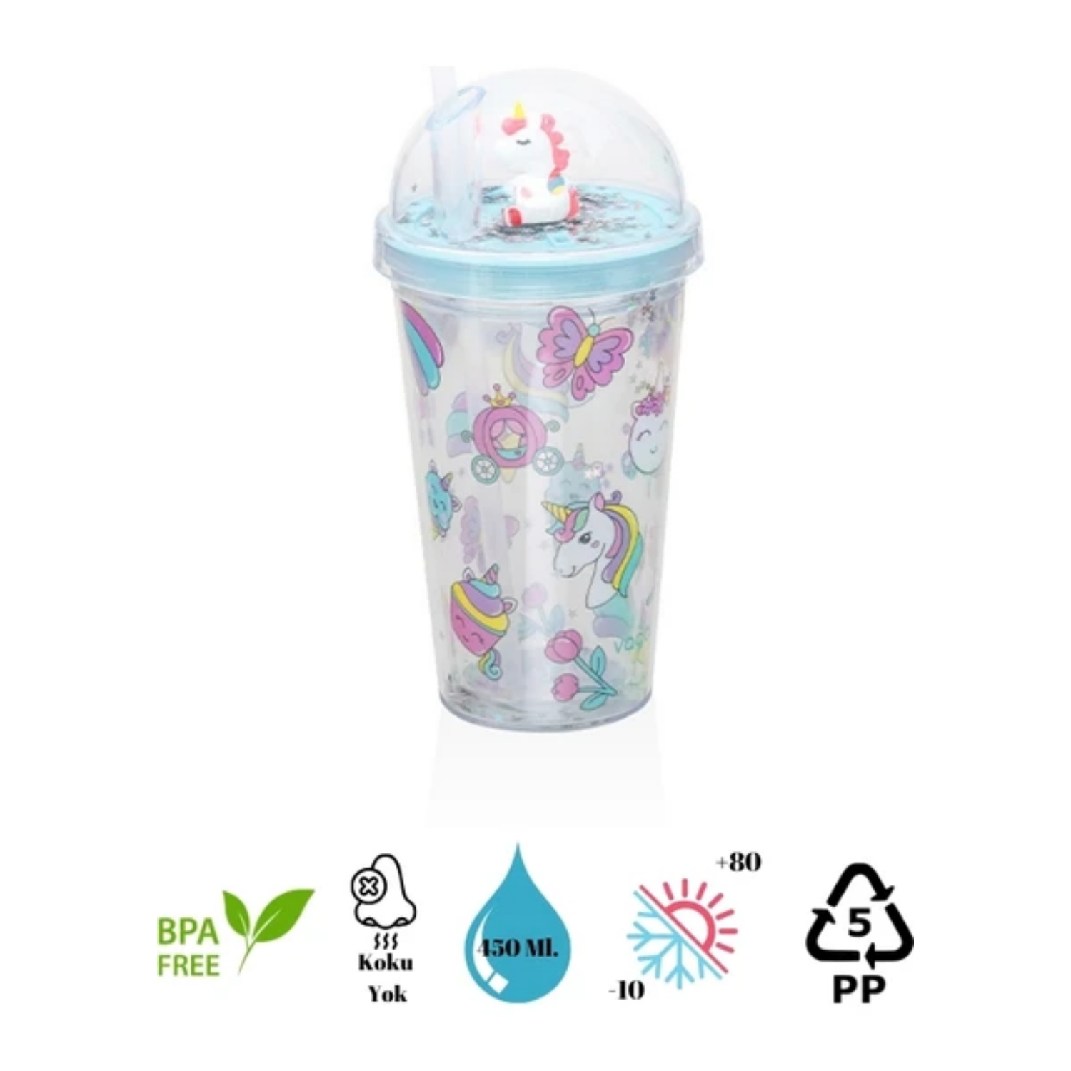 Vagonlife Çift Duvarlı Tumbler Pipetli Milkshake Bardağı 450 mlVagonlife Çift Duvarlı Tumbler Pipetli Milkshake Bardağı 450 ml