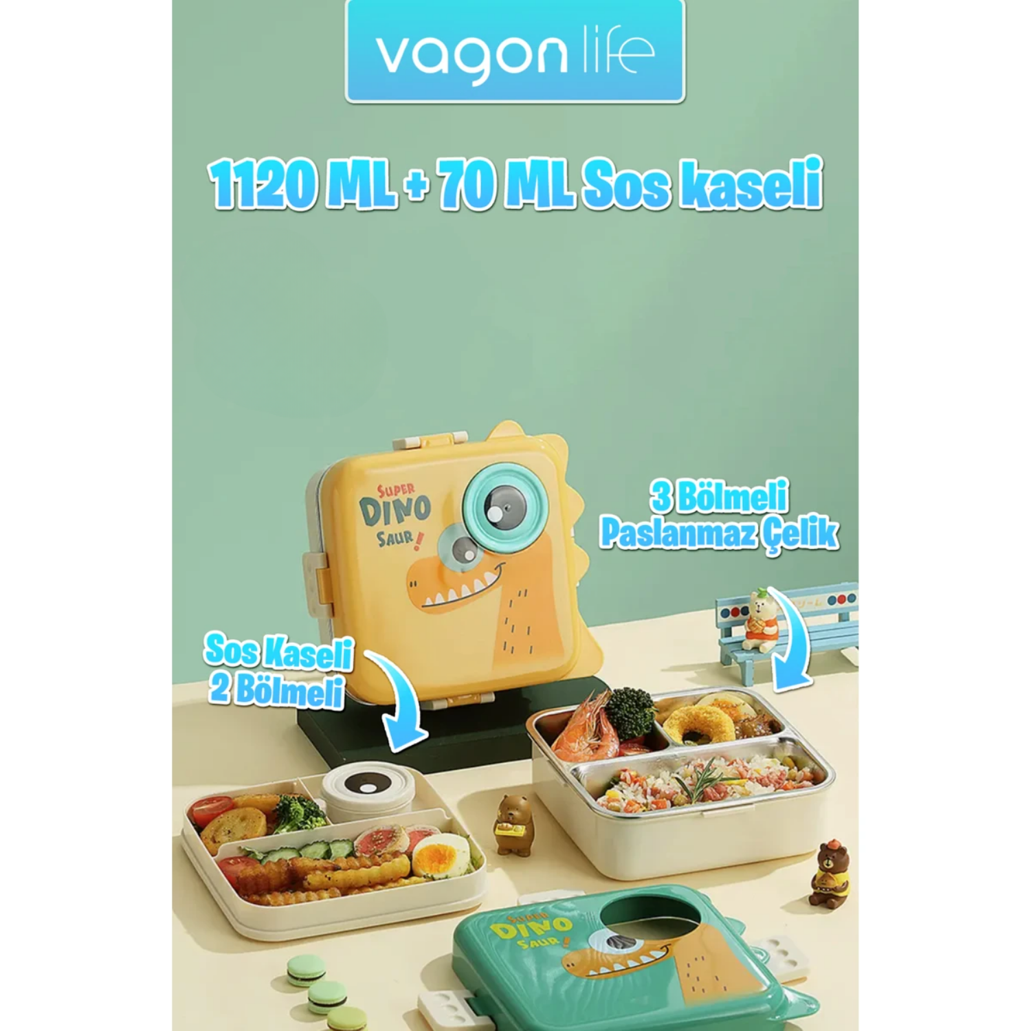Vagonlife Lunch Box 1120 ml (Sızdırmaz,karışmaz Üç Bölmeli) Sos Kaseli Yeni Nesil Sefer TASI-FFLBOX10082Vagonlife Lunch Box 1120 ml (Sızdırmaz,karışmaz Üç Bölmeli) Sos Kaseli Yeni Nesil Sefer TASI-FFLBOX10082