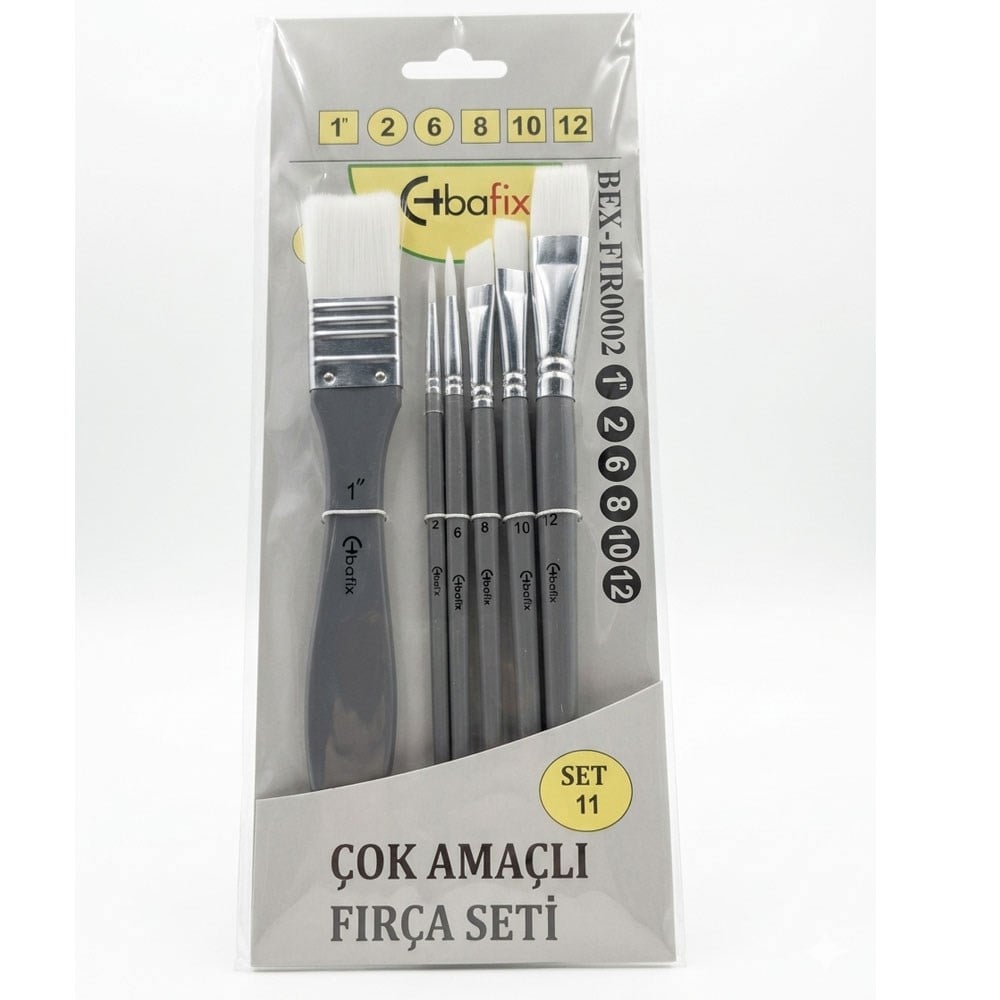 Bafix Fırça Seti Set-11 gri (1,2,6,8,10,12) 6 lı Bfx-Fır0002