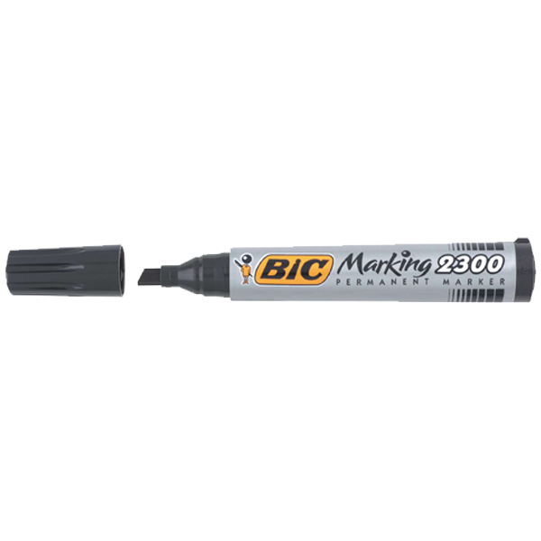 Bic Markör Permanent Kesik Uçlu Siyah 2300 09