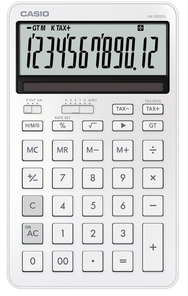 Casio JW-200DQ-WE 12 Hane İpeksi Beyaz Masa Üstü Hesap Makinesi