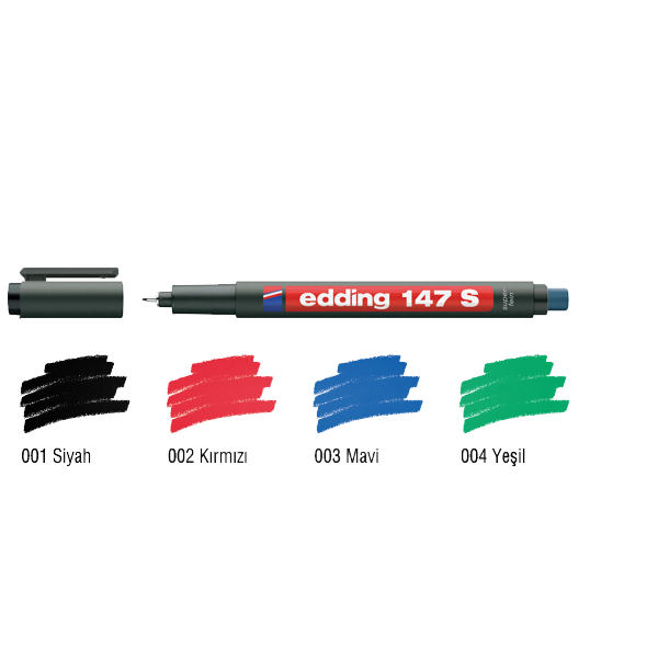 Edding Asetat Kalemi Permanent S Seri 0.3 MM Kırmızı 147 S