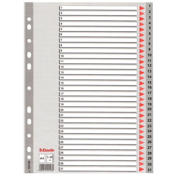 Esselte Seperatör 1-31 Rakamlı Plastik A4 100108