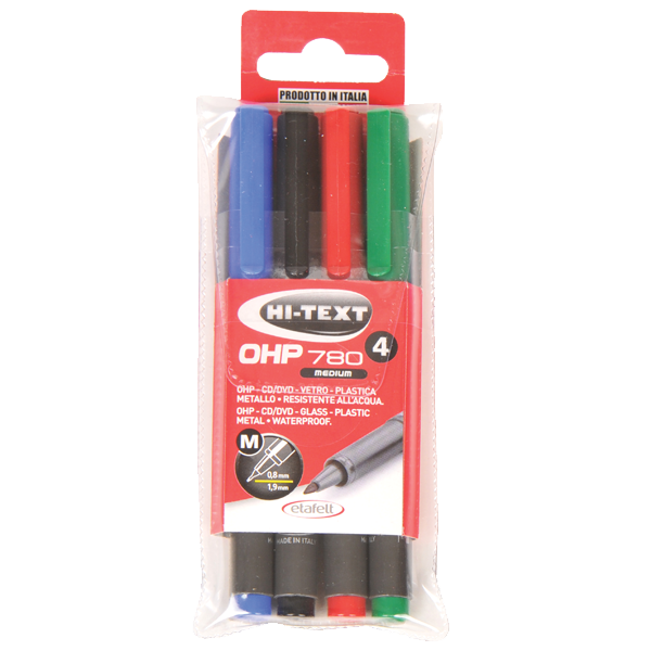 Hi-Text Asetat Kalemi Permanent M Seri 4 Renk 780M4PVC