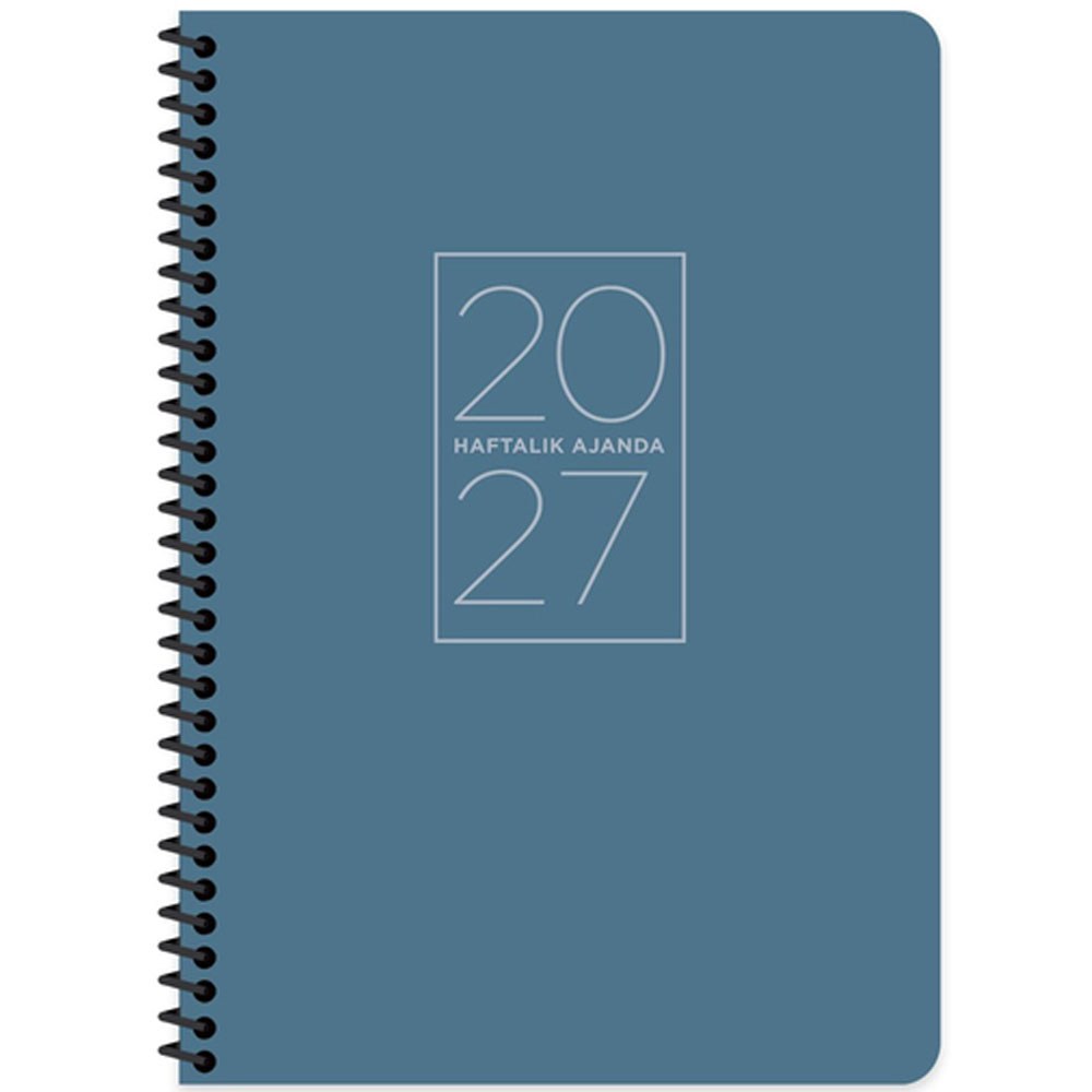 Keskin 2027-17x24 Spiralli Haftalık Ajanda - Mavi 600267-99