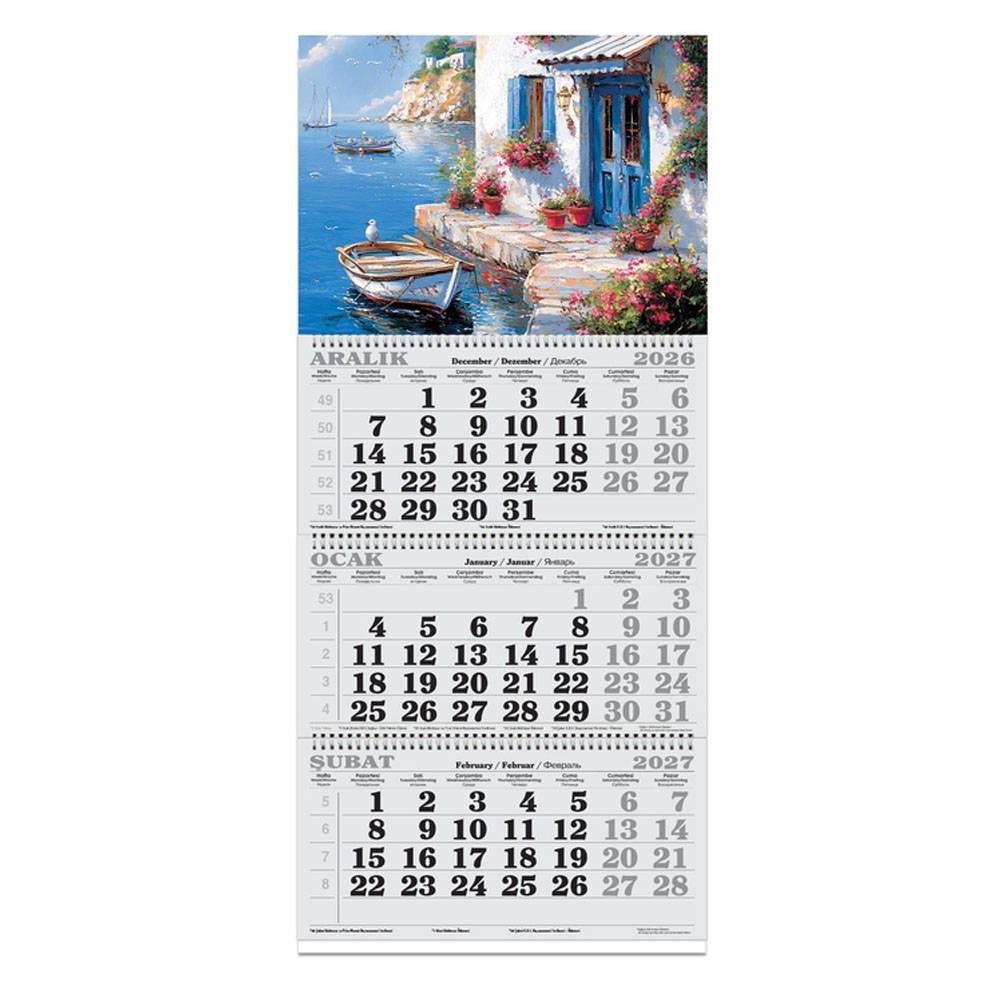 Keskin 2027-3 Aylık Spiralli Jumbo Denizci Takvim-Yelkenli 600289-99