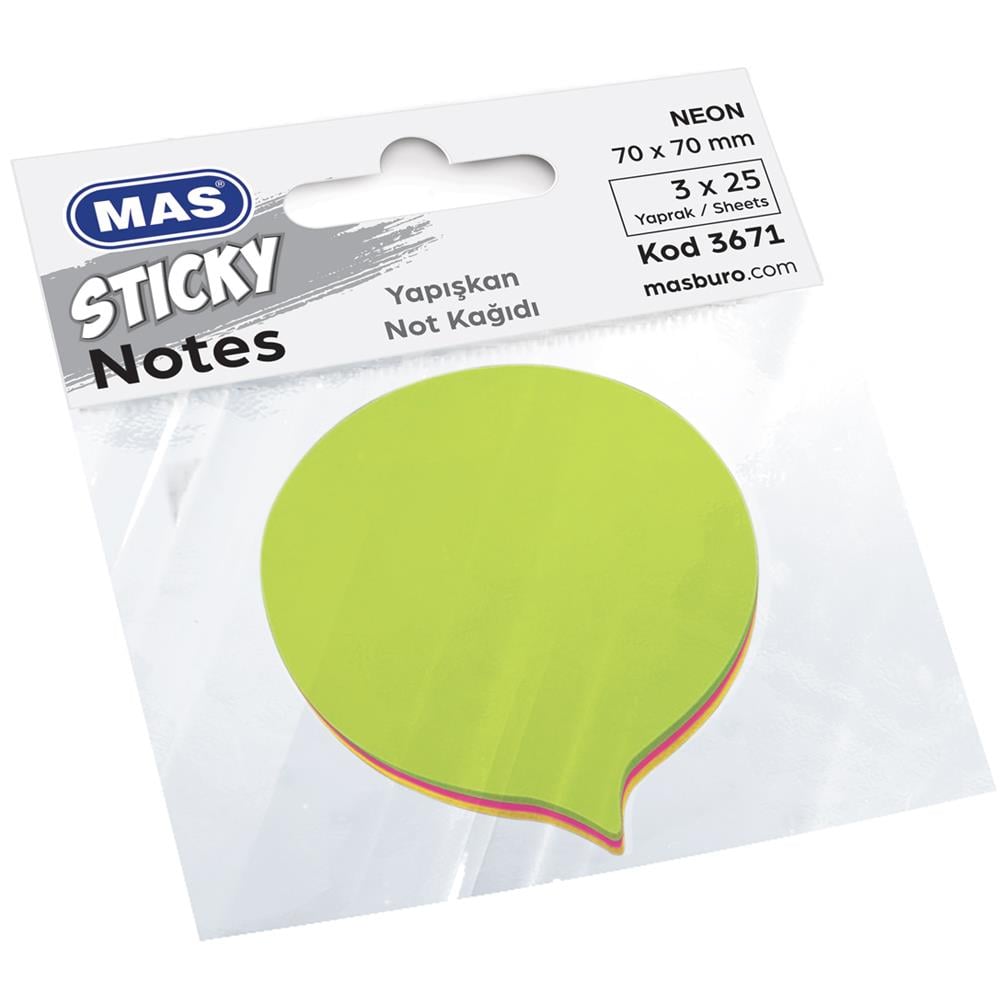 Mas Yapışkanlı Şekilli Not kağıt Balon 75 Syf 3671