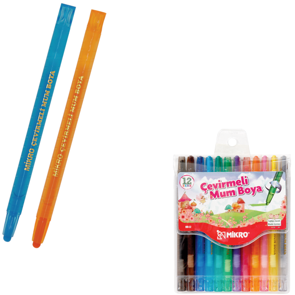 Mikro Pastel Boya Mum Çevirmeli 12 Renk MB-12