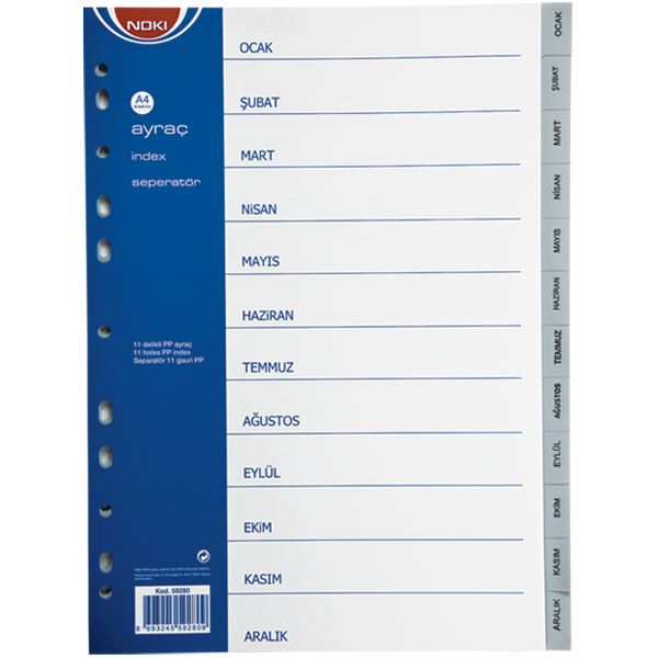 Noki Seperatör Aylar Plastik A4 59280