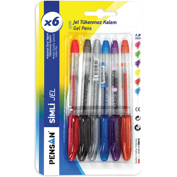 Pensan Tükenmez Kalem Jel Simli 1.0 MM Gümüş 2280
