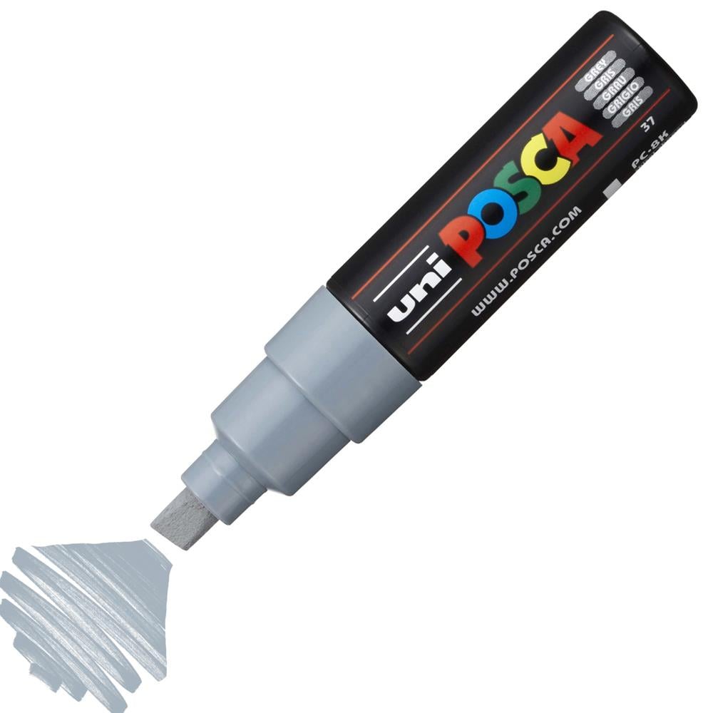 Uni-Ball Markör Boyama Posca Su Bazlı Poster 8.0 MM Gri PC-8K