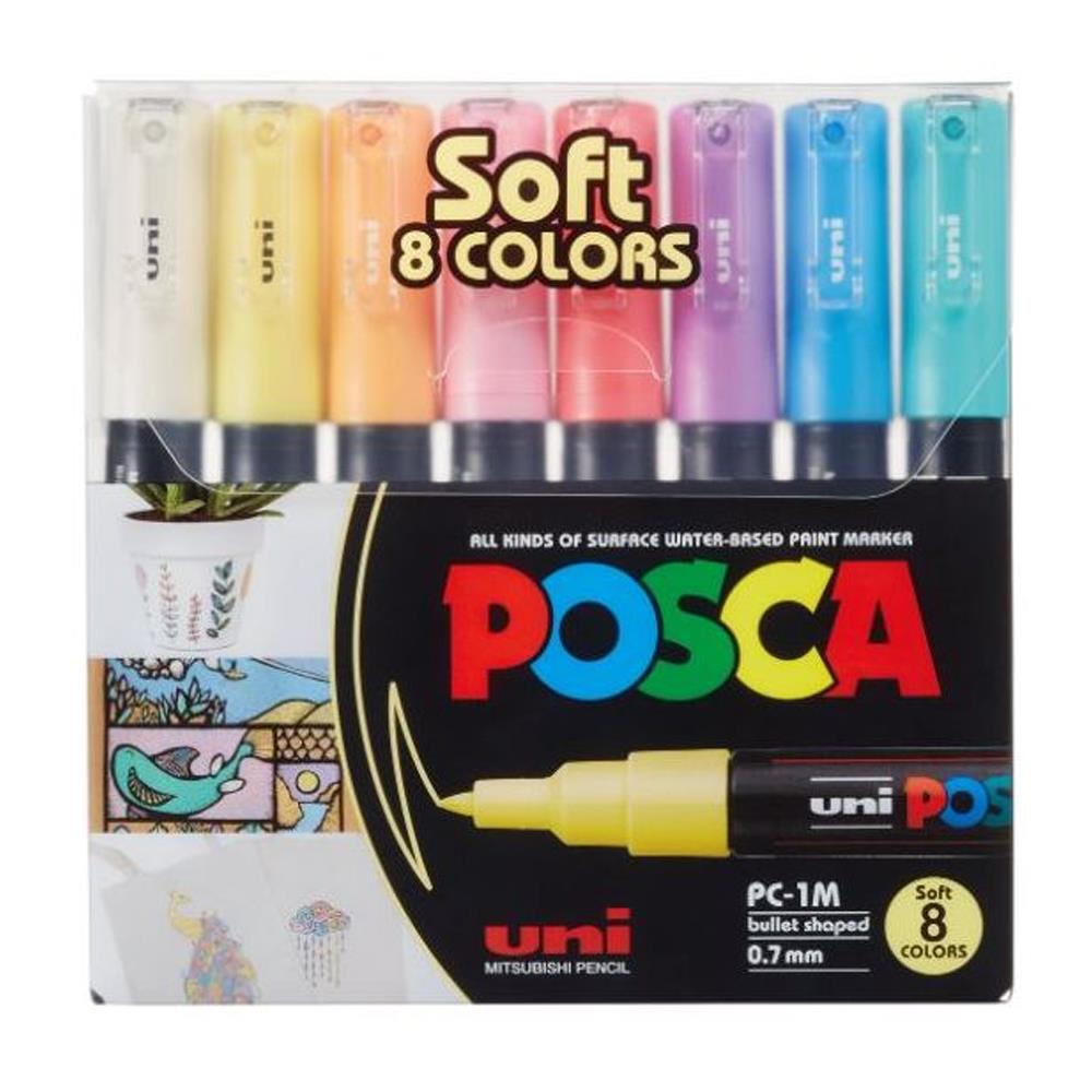 Uni-Ball Posca 0.7 Su bazlı Poster Markörü Soft Renk 8 Li