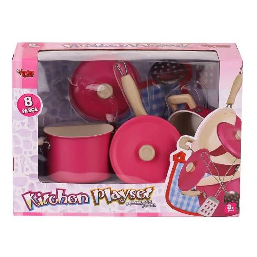 Vardem 8 Parça Pembe Emaye Tencere Tava Seti Vrd-atf-1818-6a