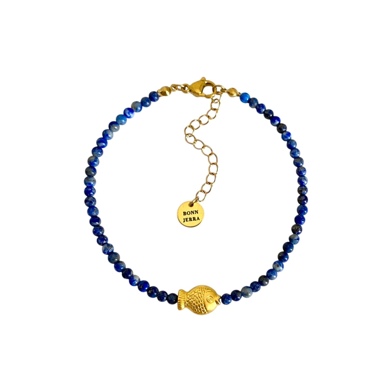 Lacivert Lapis Taşlı Balık Halhal
