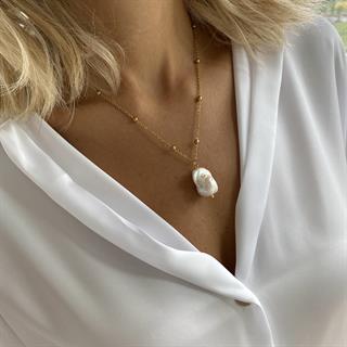 Steel Baroque Pearl Necklace