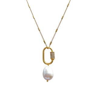 S.Steel Baroque Pearl Necklace