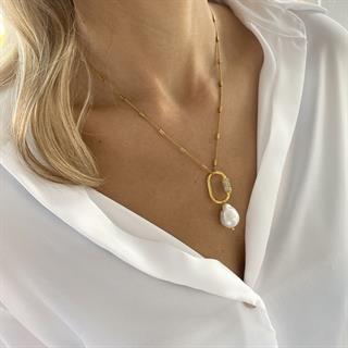 S.Steel Baroque Pearl Necklace