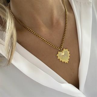 S.Steel Curb Chain Amore Necklace