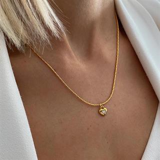 Snake Chain Zircon Heart Necklace