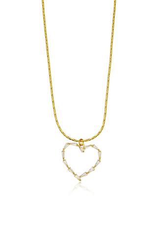 Snake Chain Zircon Heart Necklace