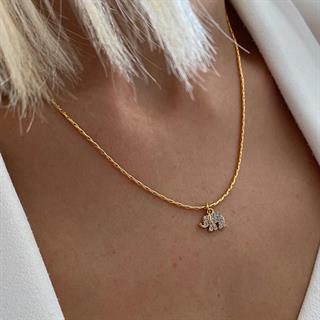 Snake Chain Zircon Minimal Elephant Necklace