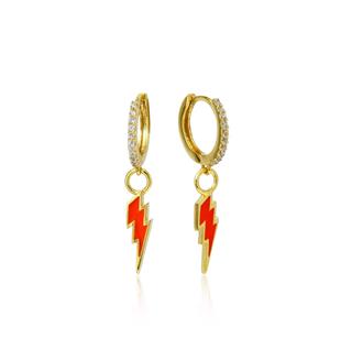 Zircon Enameled Lightning Earring