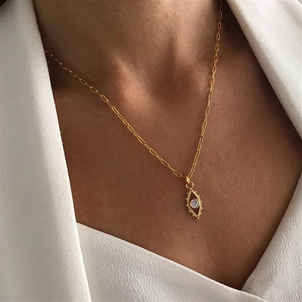 Basic Chain Zirkon Eye Drop Kolye