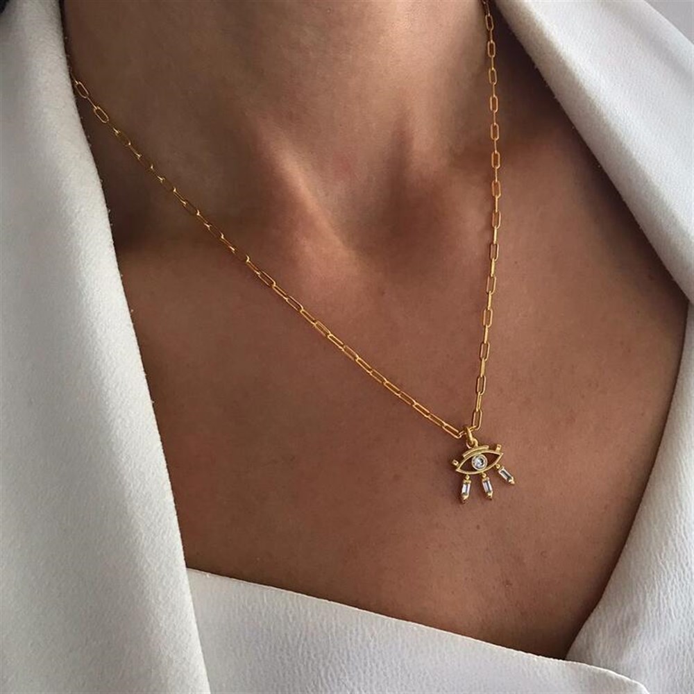 Basic Chain Zirkon Göz Kolye