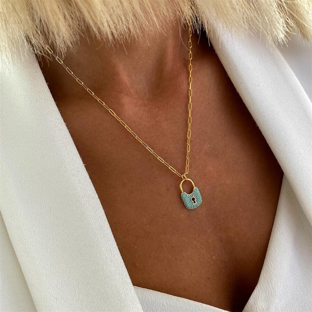 Basic Chain Zirkon Kilit Kolye