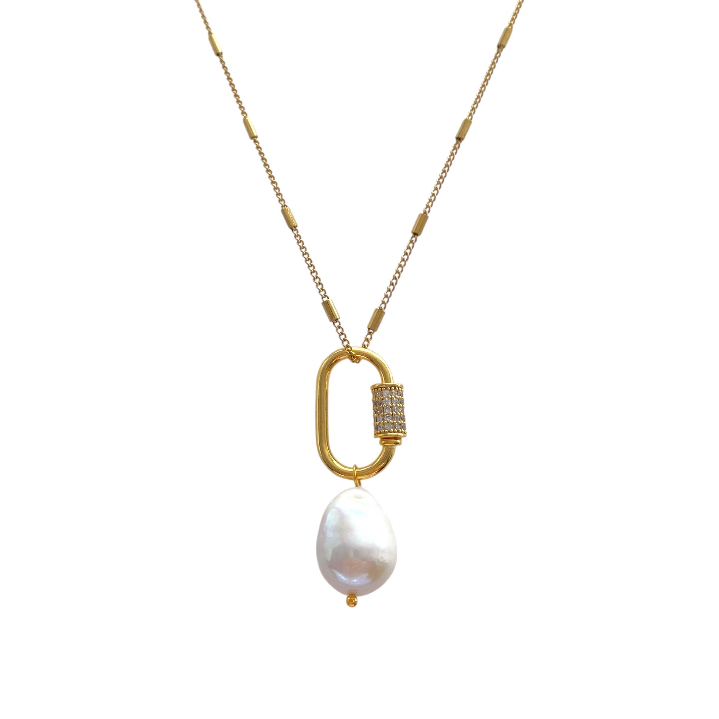 Çelik Baroque Pearl Kolye