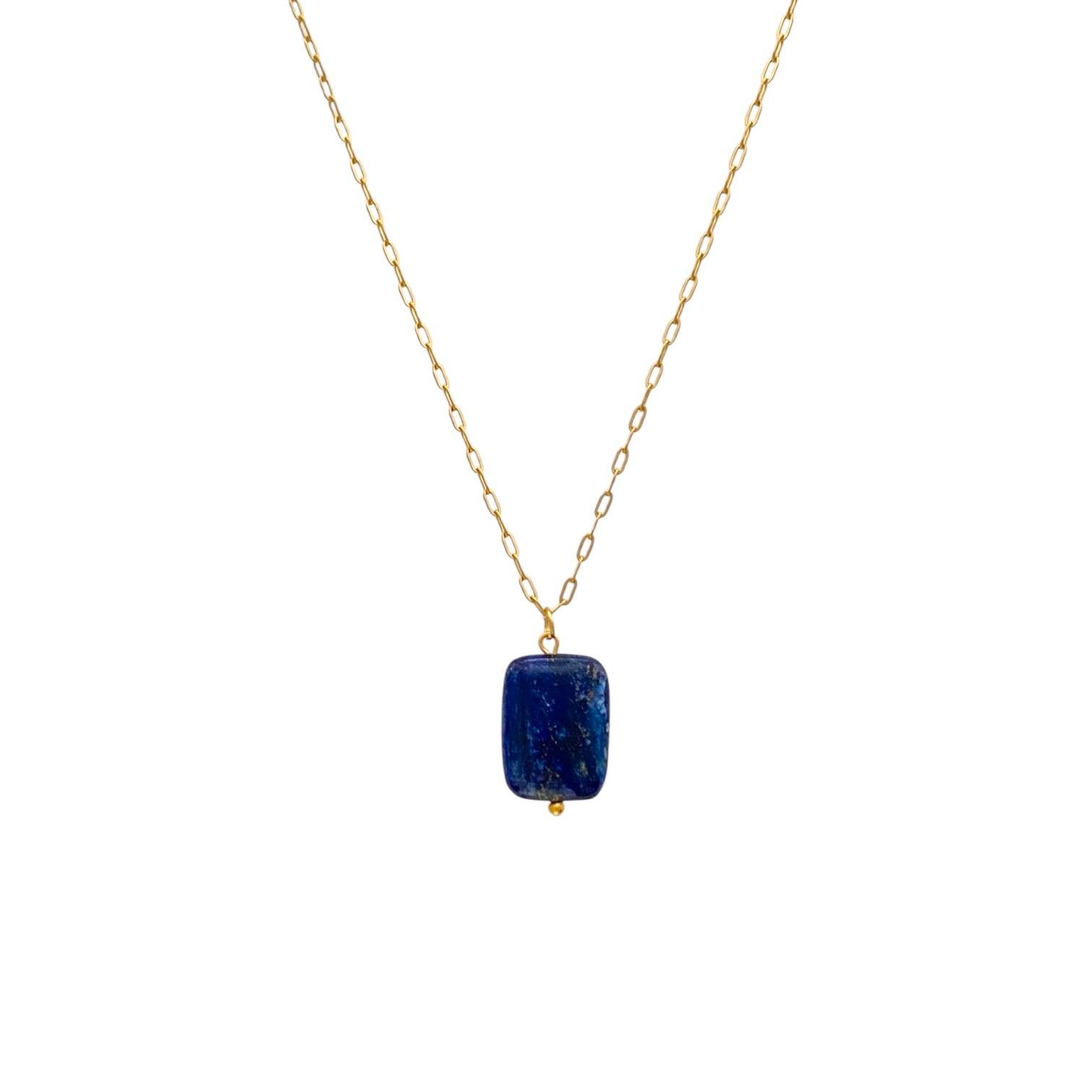 Çelik Lapis Lazuli Taşlı Kolye