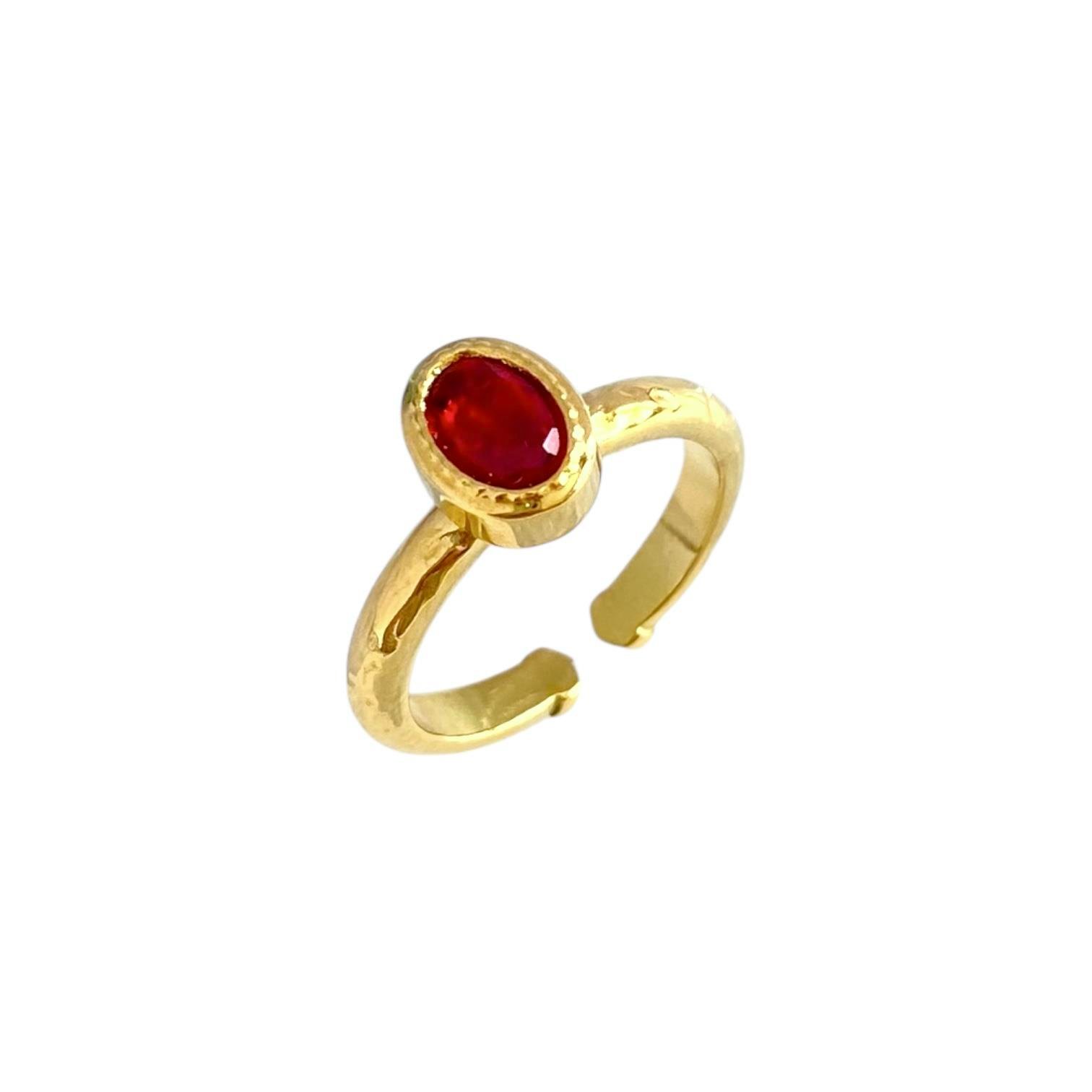 Çelik Oval Taşlı Yüzük