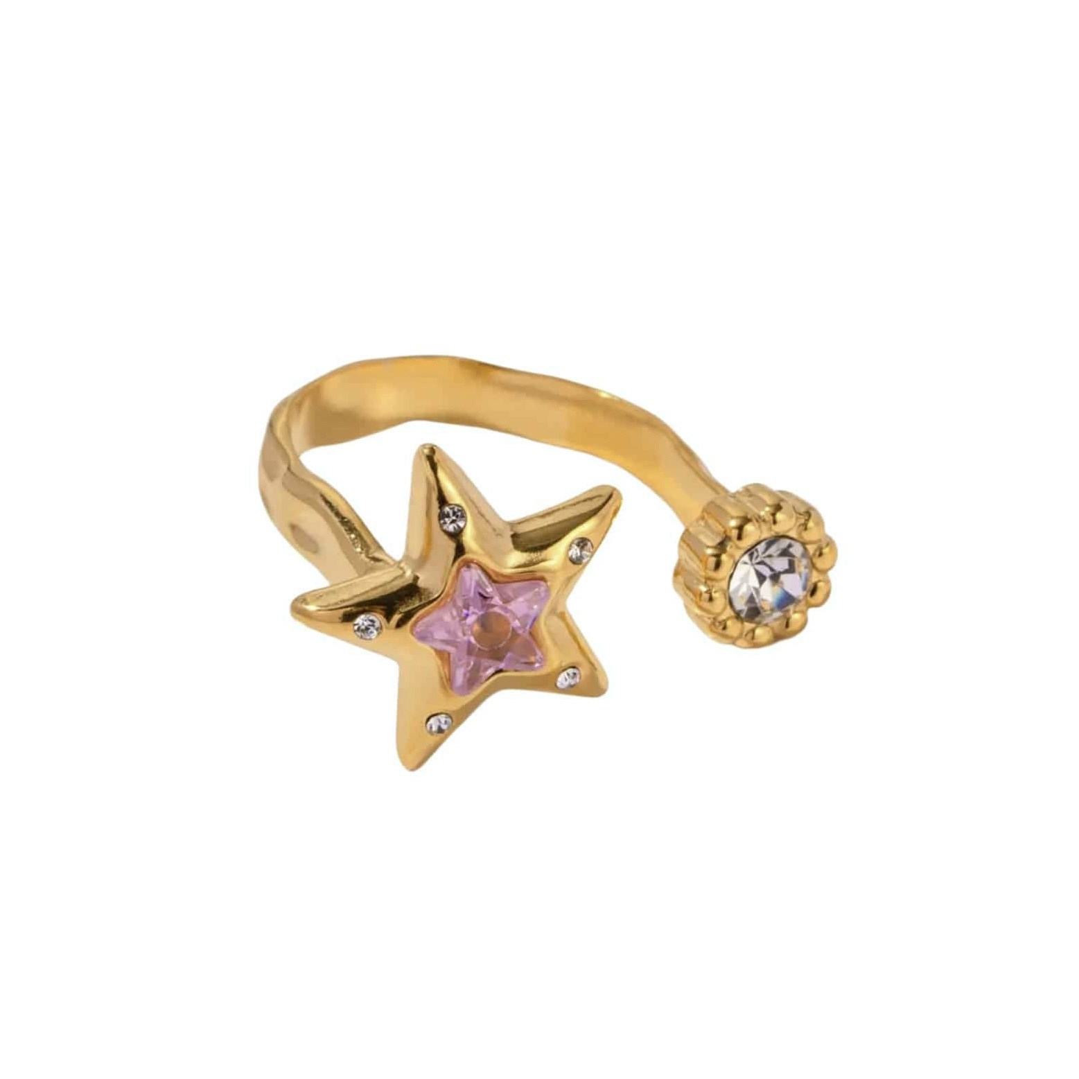 Çelik Pink Star Ring