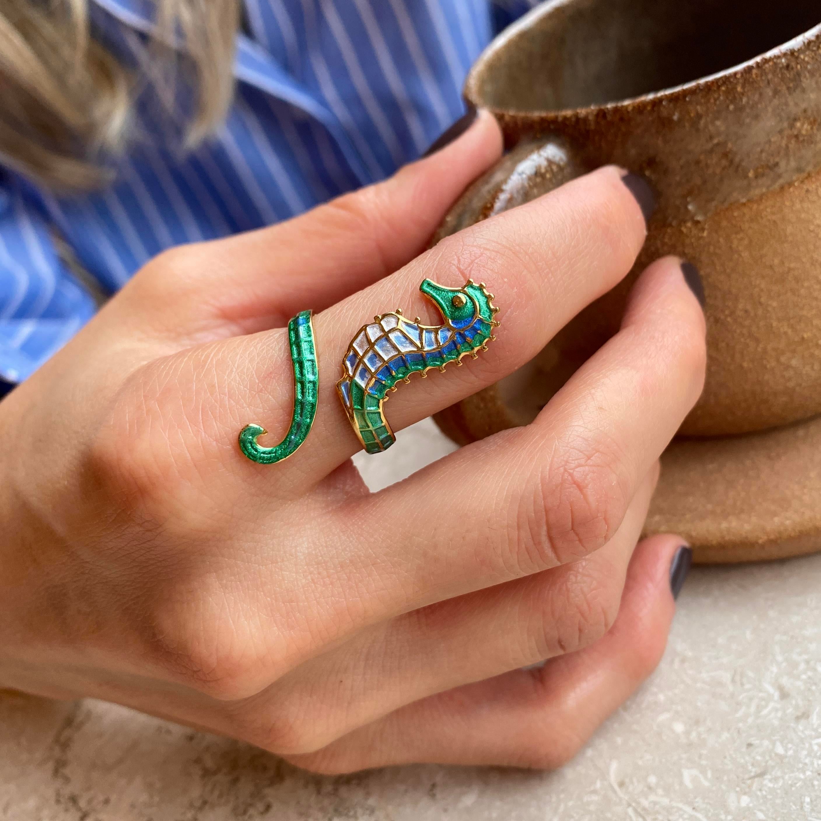 Çelik Seahorse Yüzük