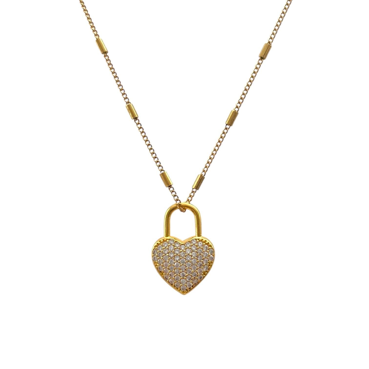 Çelik Zirkon Kalp Kolye