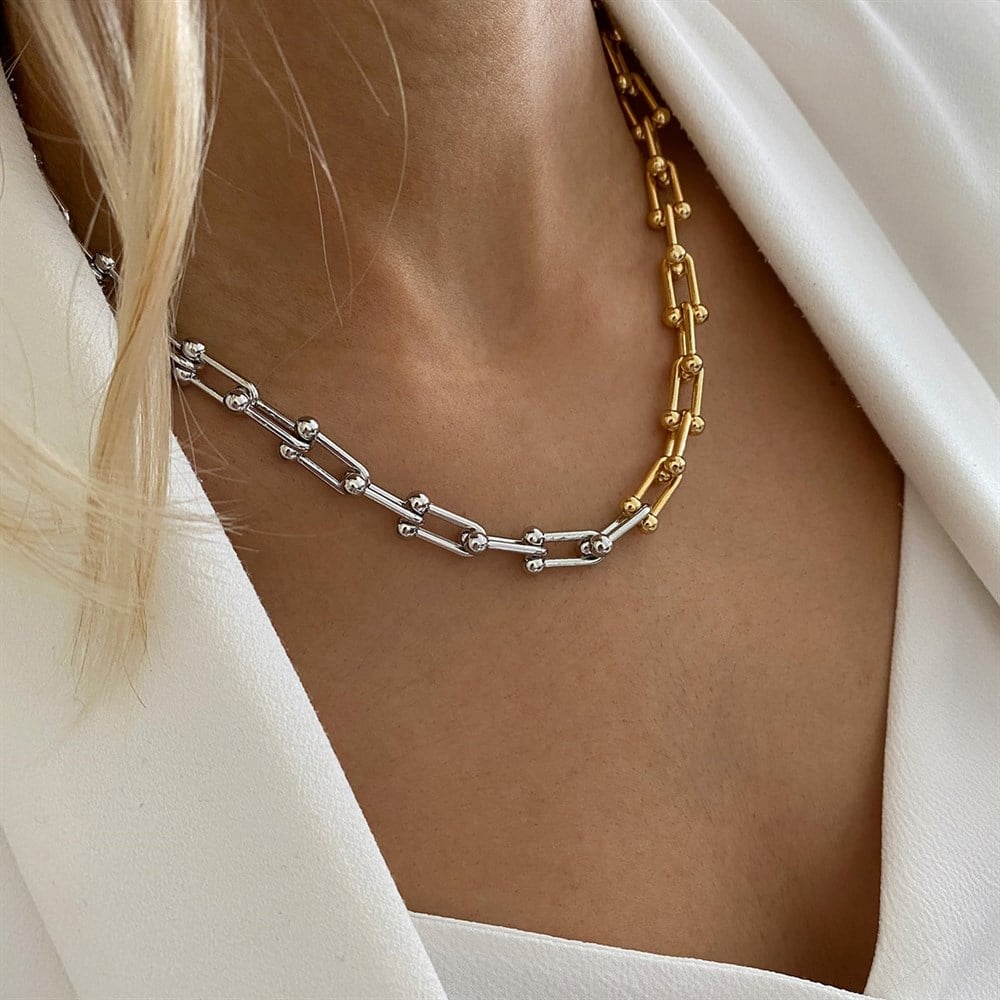 Çift Renk T. Link Chain Kolye