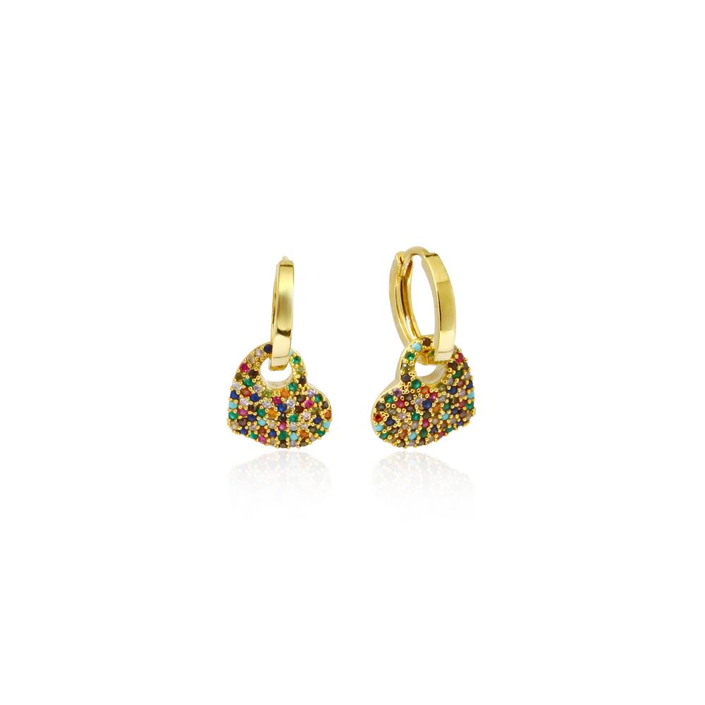 Colorful Zircon Heart Earring