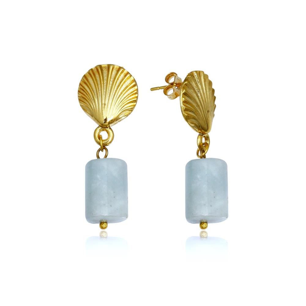 Aquamarine Shell Earring