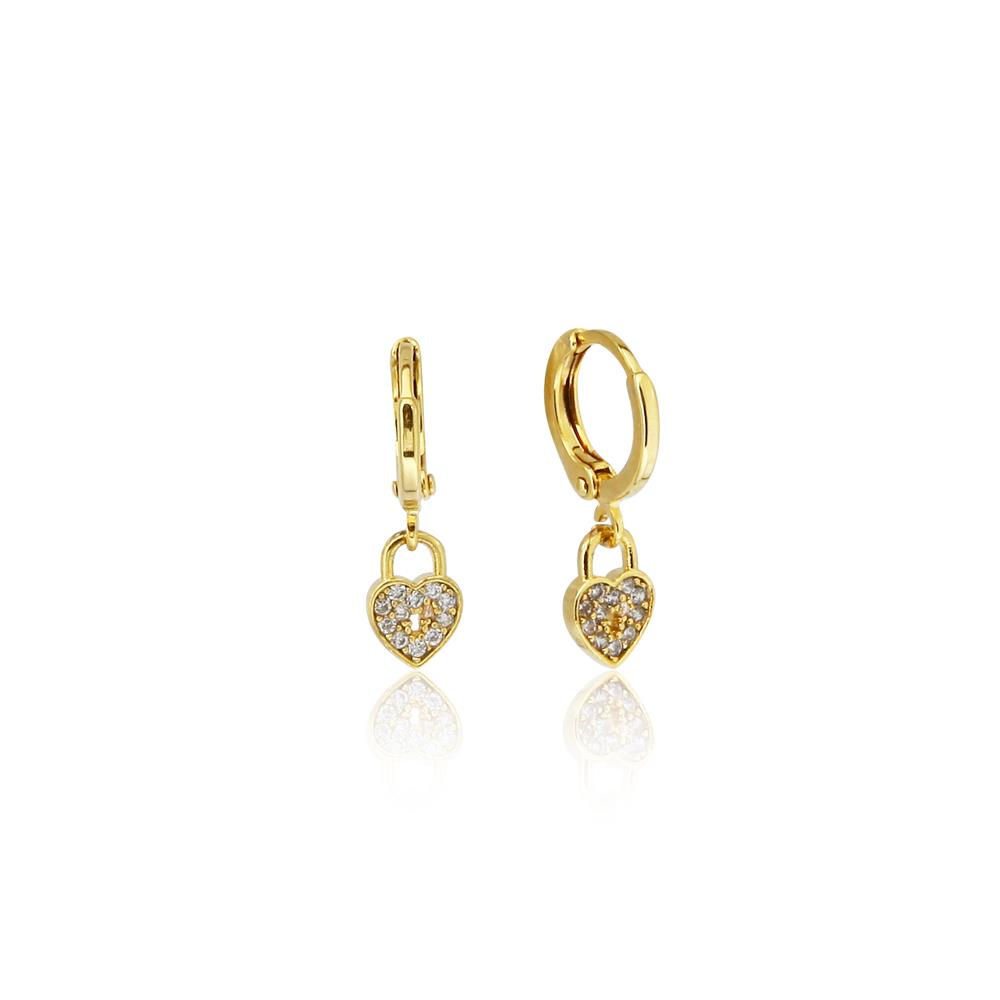 Zircon Minimal Heart Lock Earring